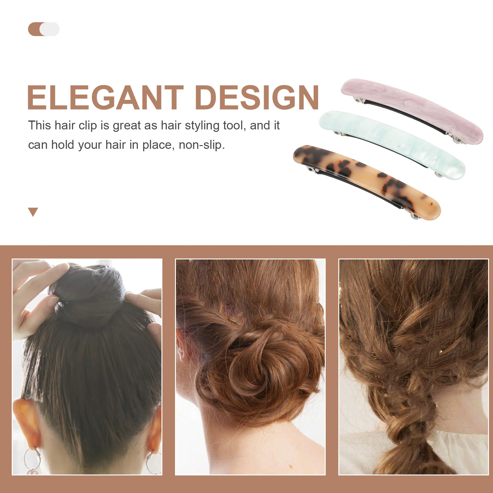 

3Pcs Hairpin Hair Clip Set Acetate Non-Slip Fashion Hair Accessories Barrettes for Women Party Wedding Everyday Use