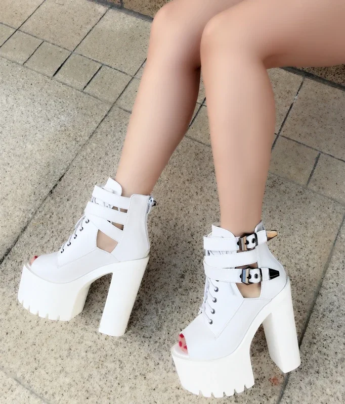 Korean version of the super high classic fish mouth booties thick with the stage high heel boots fashion women\'s sandals