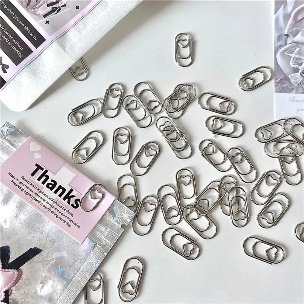 150Pcs New Office School Accessories Paper Clips Gold Rose Gold Color Heart Shape Binder Clip Metal Mini Clips Holder