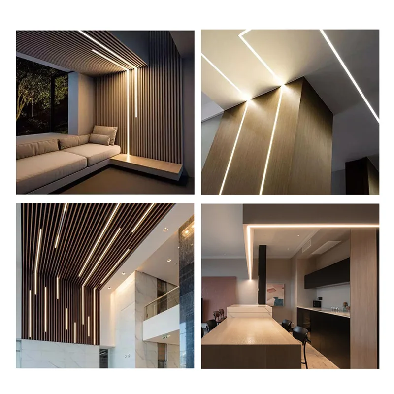 Perfil de aluminio LED blanco y negro, lámpara de barra con forma de V/U/YW, decoración de fondo para sala de estar, pasillo, canal de Luz lineal,