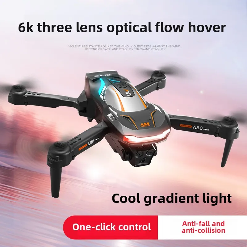 A88 New Drone - 8K HD Aerial Photography, Optical Flow, Triple Camera Remote Control Aircraft Toy - Perfect Christmas Gift