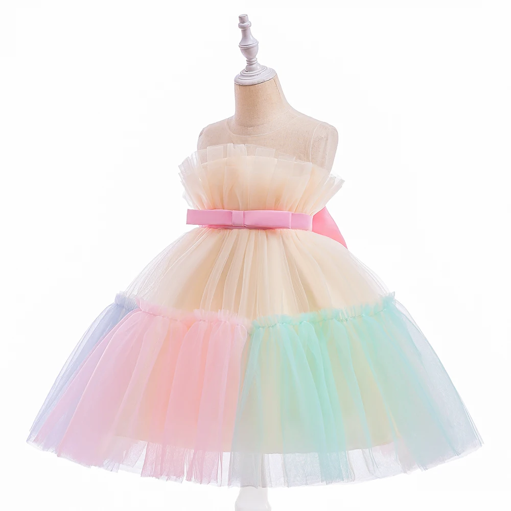 Girl Ruffles Princess Dress Toddler Infantil Wedding Party Prom Gown Kids Evening Bridesmaid Tulle 1 Years Birthday Pink Dresses