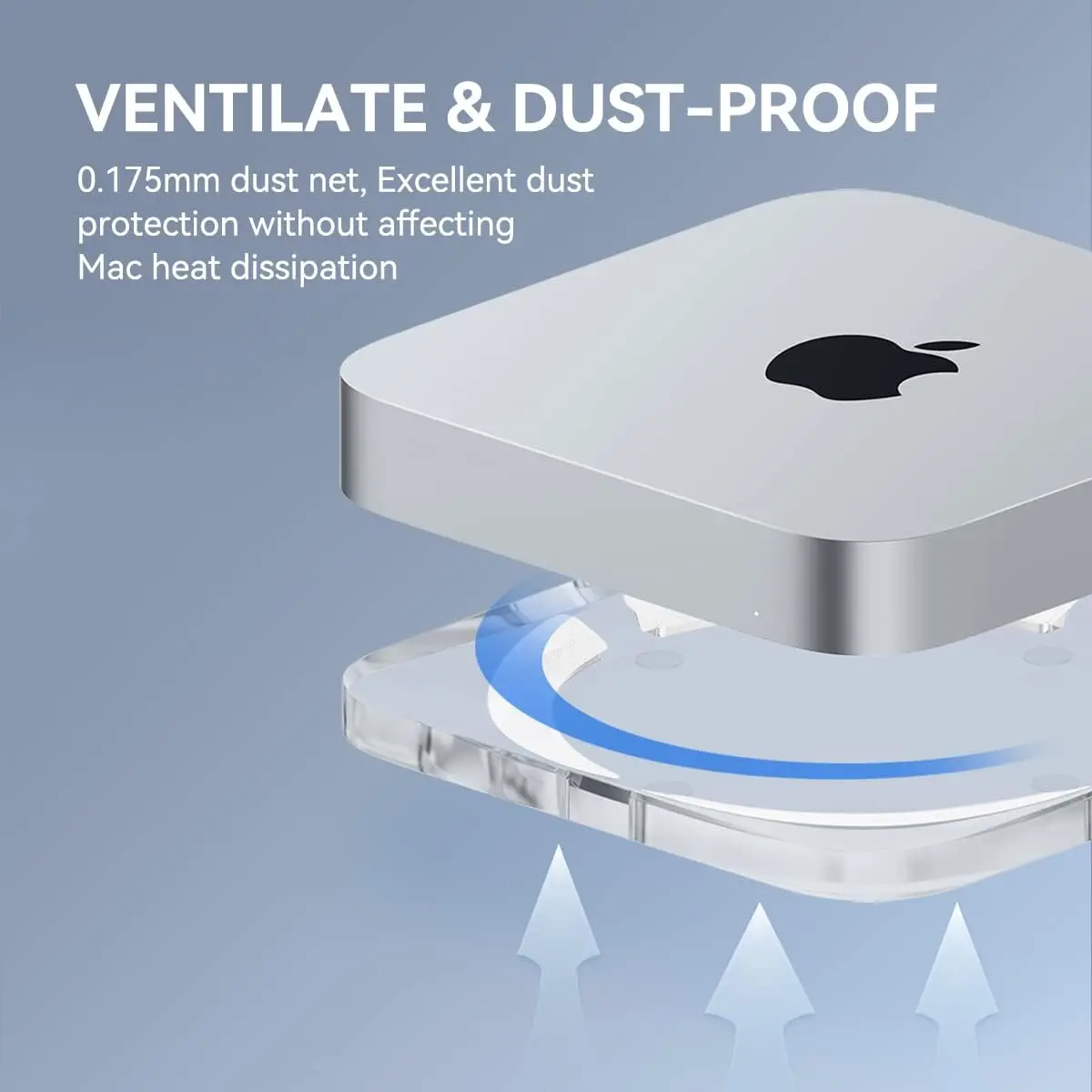 Desktop Stand for Mac Mini/Mac Studio, Two-Sided PMMA Transparent Dustproof Laptop Holder Acrylic Cooling Heat Dissipation Mount