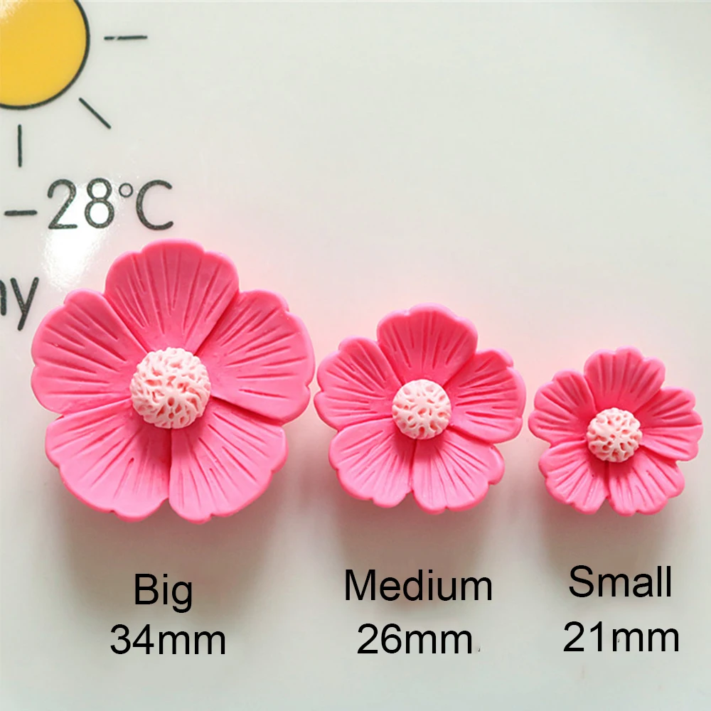 10PCS 21mm-34mm Five Petal Flower Resin Flat Back Cabochons For Hairpin Scrapbooking DIY Jewelry Craft Decoration Accessories