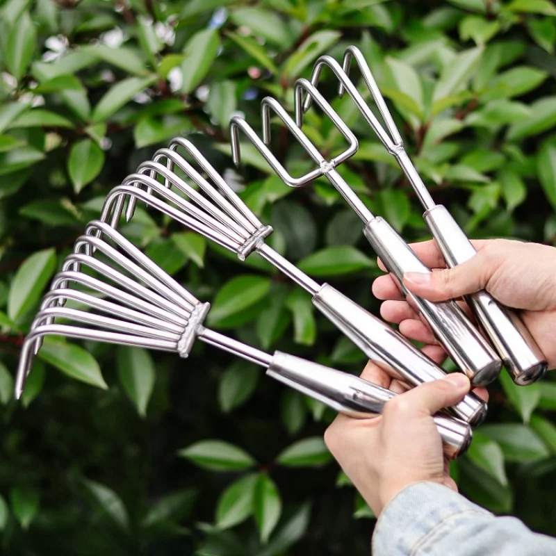 

Small Rake Stainless Steel Soil Loosening Turning Gardening Weeding and Cultivation Flower Planting Tool