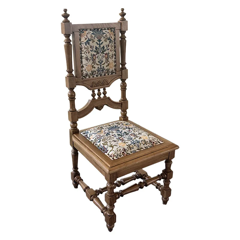American solid wood dining chair, soft bag seat cushion flower pattern, chair