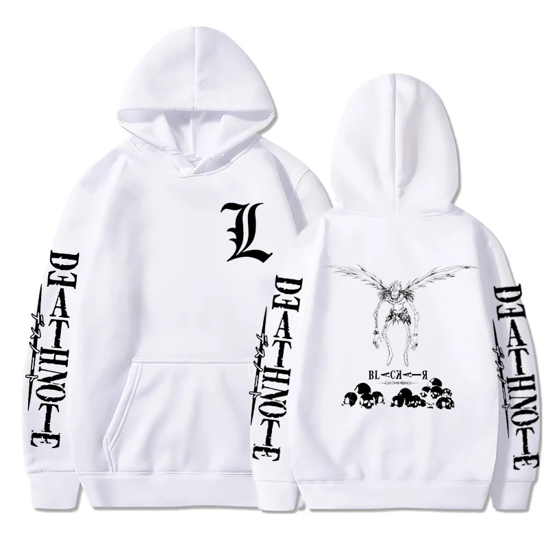 Men Womens Hoodies Jacket Hip Hop Death Note Print Hoodie Harajuku Gothic Kpop Hooded Sweatshirt Black Hoodied y2k Clothes Tops