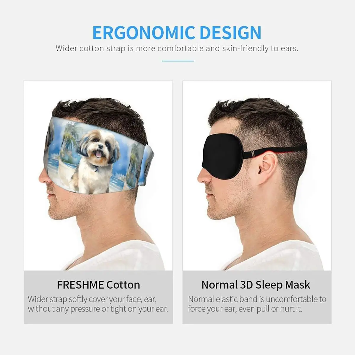 Shih Tzu On The Beach sleep mask Light Blocking Portable Eye Cover for Girls Boys Office Nap Party Gift Eyeshade eyepatch view 5