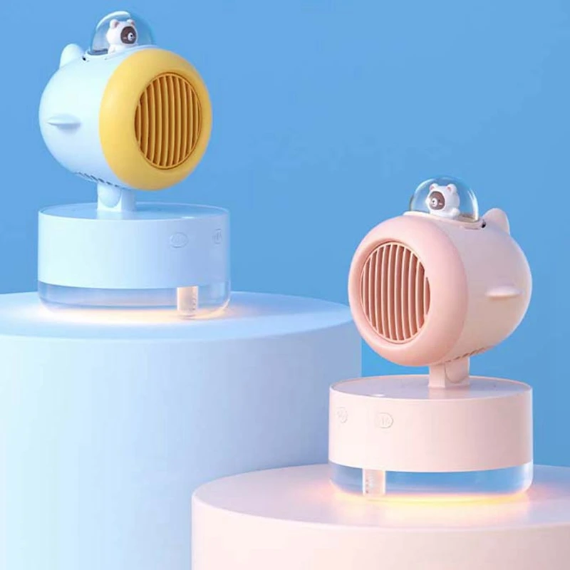 Портативный вентилятор с распылителем, мини-вентилятор с USB, настольный турбинный вентилятор с функцией холодного воздуха, многофункциональный ночной регулируемый вентилятор