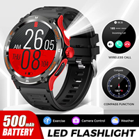New KT76 SmartWatch Men 1.53Inch 3ATM Waterproof Compass LED Flashlight For Xiaomi Heart Rate Sleep Monitor BT Call Smartwatch
