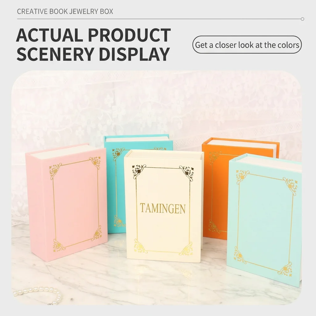 

Double-Sided Multi-Compartment Jewelry Holder Compact Solid Color Jewelry Case Book-Shaped Jewelry Organizer Creative For Travel