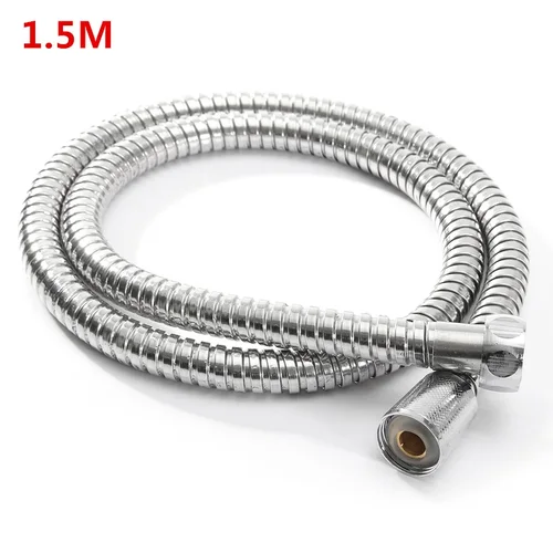 Imagen 2 del producto Manguera de ducha Flexible de 1m/1,5 m, mangueras de plomería, cabezal de agua de baño cromado de acero inoxidable, tubo de cabezal de ducha, accesorios de baño