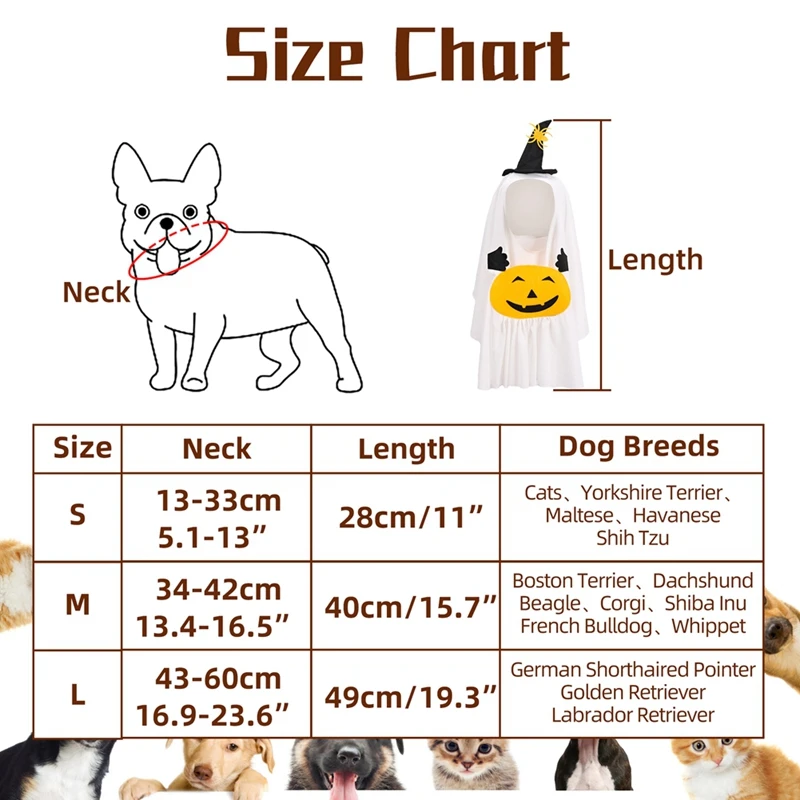 Pet Dog Halloween Costume Funny Dog Cat Pumpkin Ghost Witch Hat Suit  Party Decorations Pet Clothing Party Dress Cosplay Costume