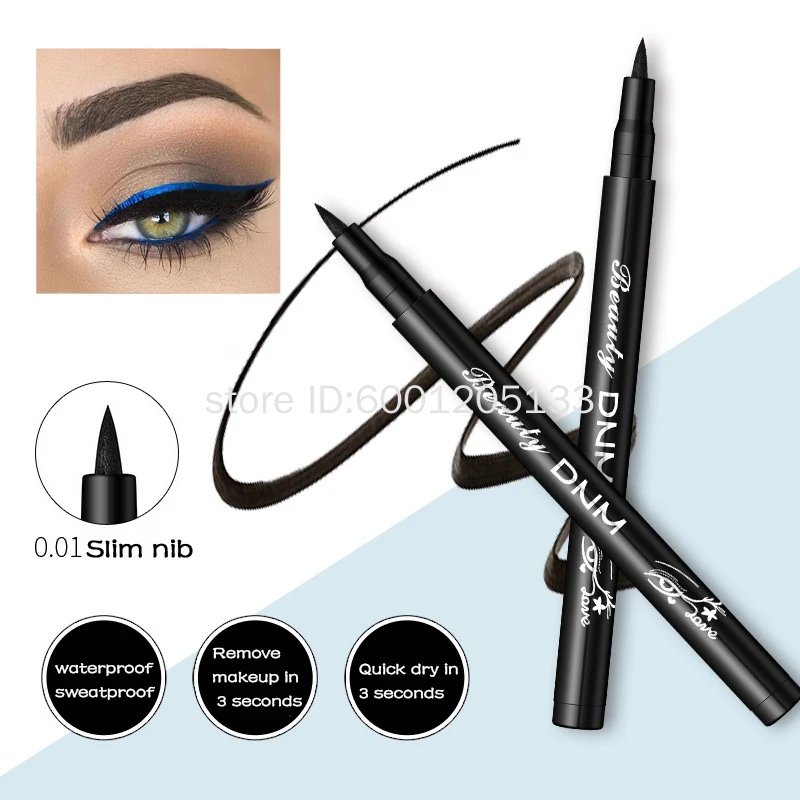 DNM Matita eyeliner liquido opaco Durevole Nero naturale Blu Pigmento impermeabile per feste Cosmetici per eyeliner a lunga durata senza sbavature