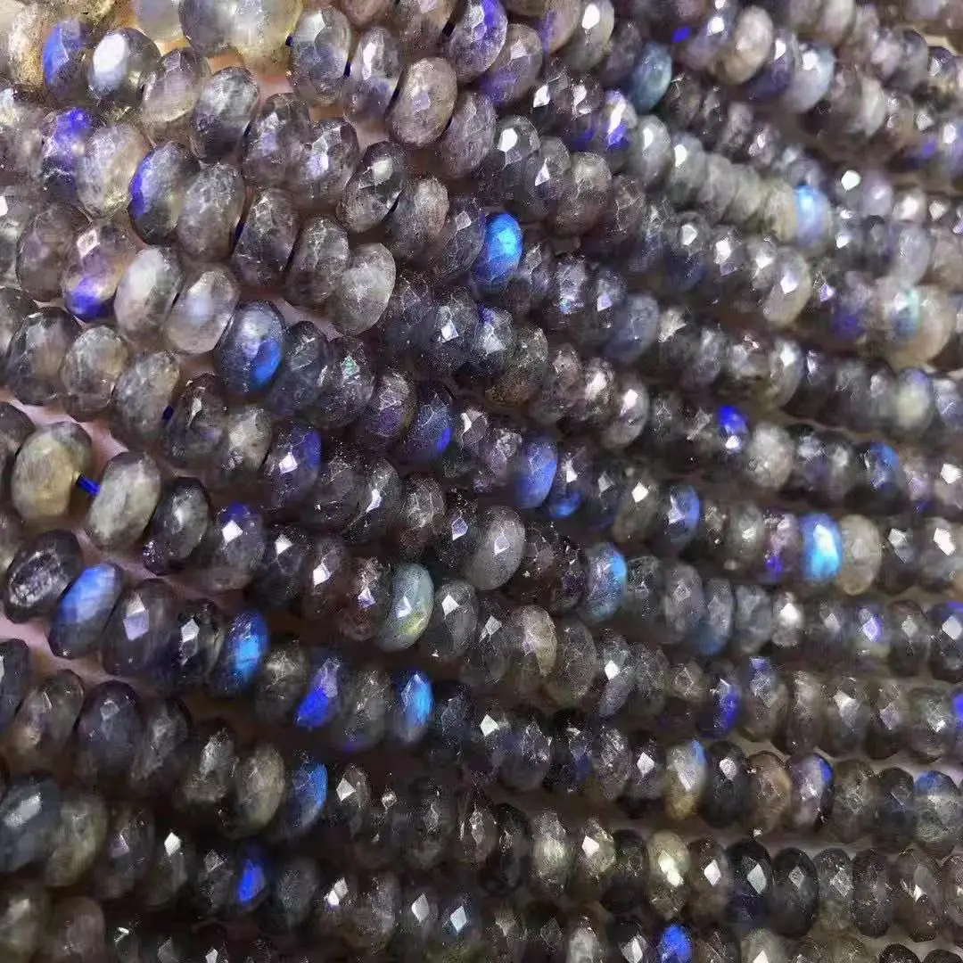 

Свободные бусины LABRADORITE ROUNDELLE граненые 4*7 мм оптом для DIY ювелирных изделий ожерелье 36 см природа