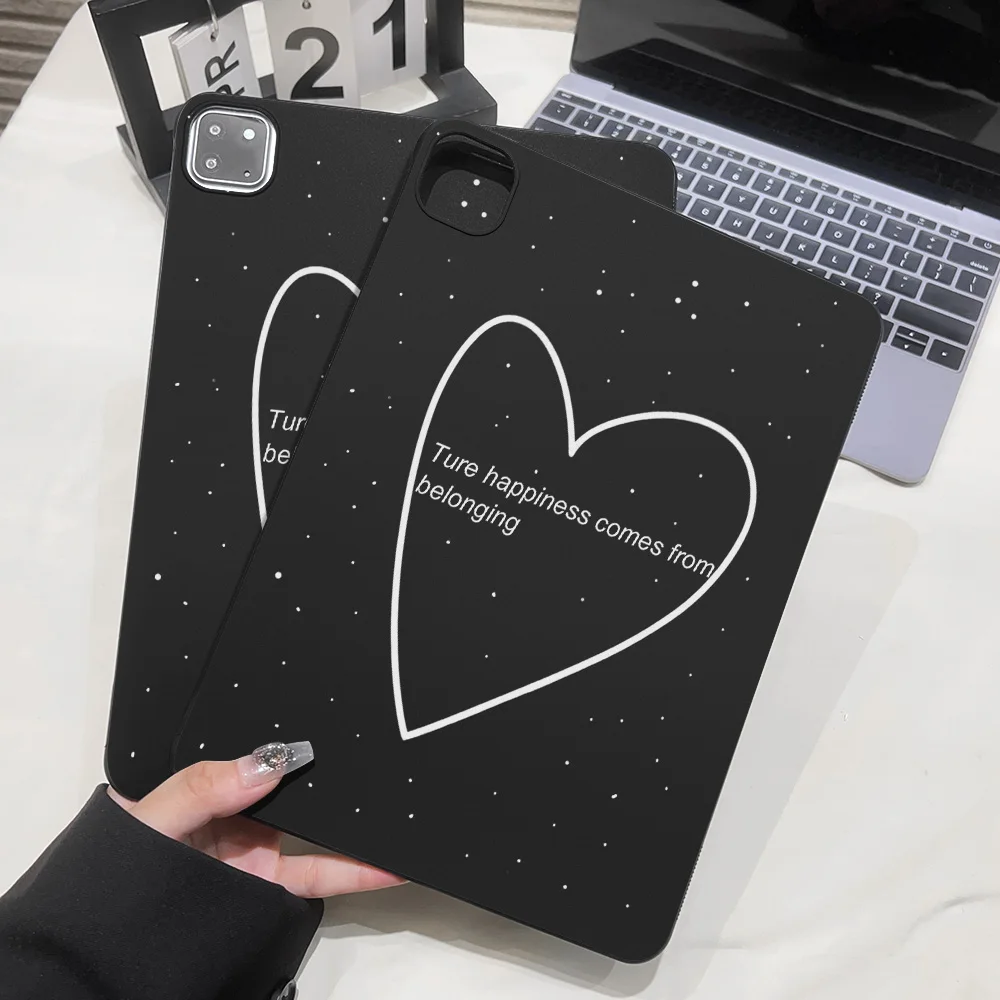 Rectangular Matte Painted Painted Shell for Apple iPad Pro 9.7 10.5 12.9 13 Air 3 13 mini 5 Shell Minimalist style Heart Design