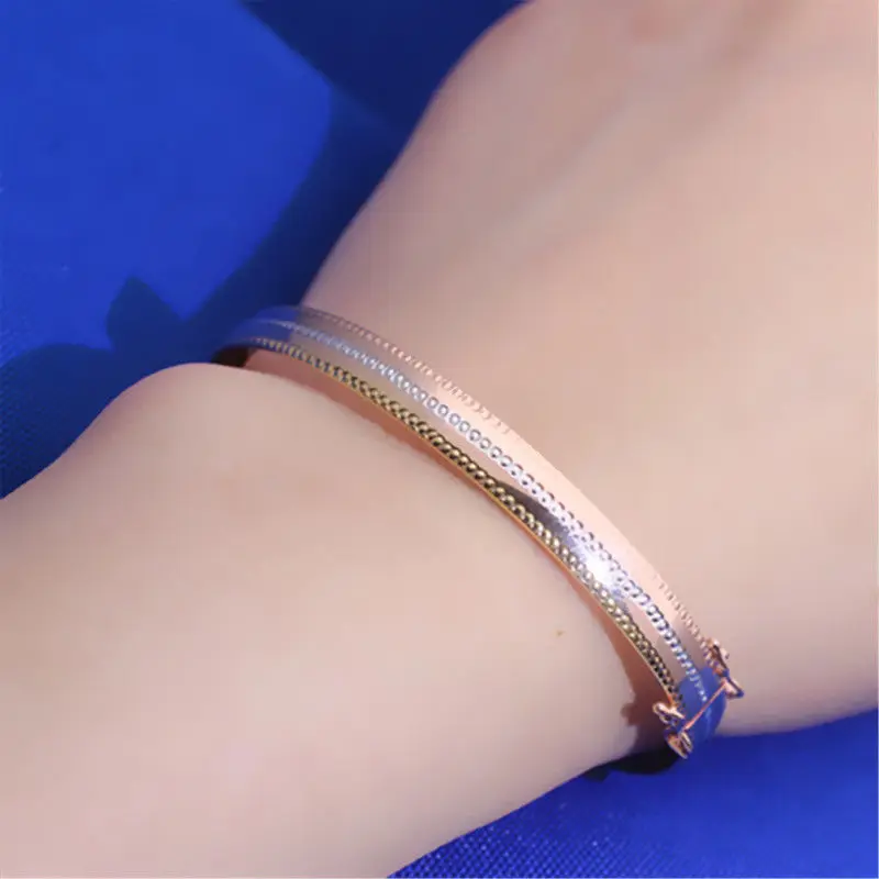 Simple Fashionable 14K Rose Gold Plated New charm bracelet for women 585 Purple Gold three-colour bangles Banquet Jewelry