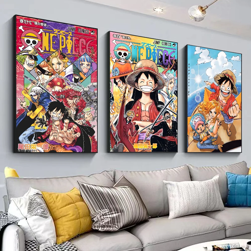 Anime ONE P-PIECE-eries Poster DIY Poster Kraft Paper Vintage Poster Wall Art Painting Study Stickers Big Szie Wall Painting