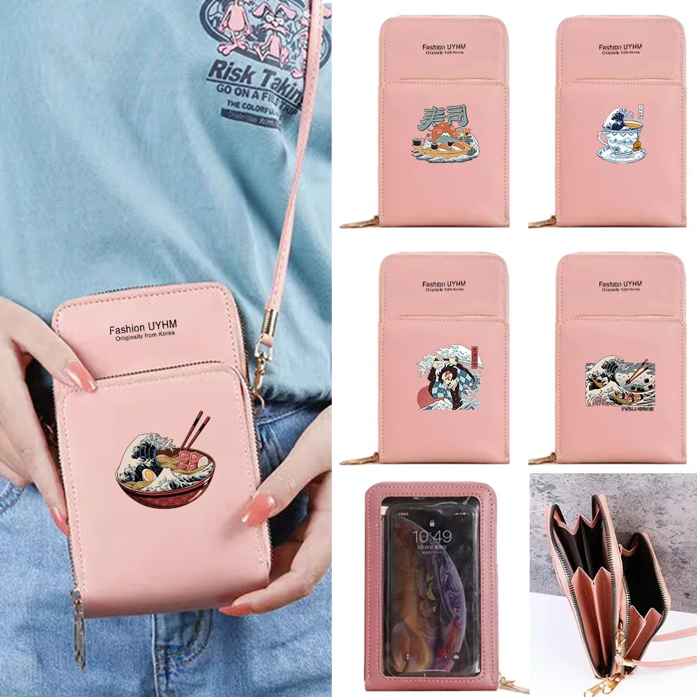 Shoulder Bags Touch Screen Phone Bags Women Case Card Organizer Luxury Bag Cell Phone Purse Messenger Pouch Handbag Wave Pattern