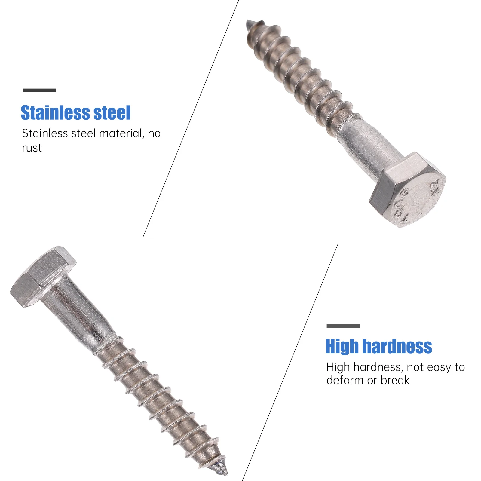

25Pcs Stainless Steel Self-Tapping Screws M6x40 Rustproof Hex Lag Bolt Screws for Furniture Outdoor and Solid Wood