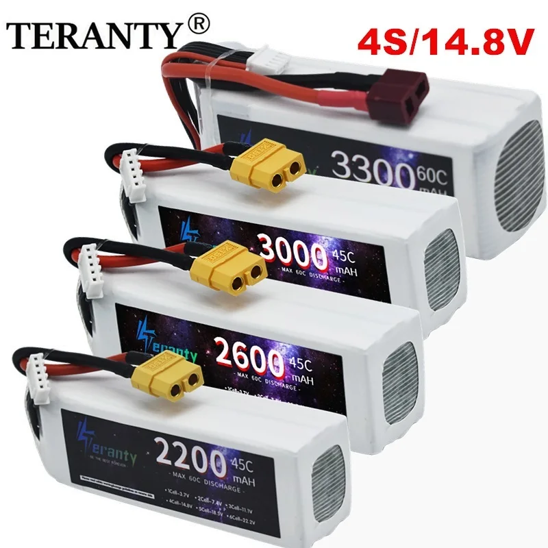 4S 14.8V 45C 2200mAh 2600mAh 3000mAh/3300mAh แบตเตอรี่ Lipo 60C สำหรับ mobil RC FPV Quadcopter เฮลิคอปเตอร์โดรนแข่งงานอดิเรก