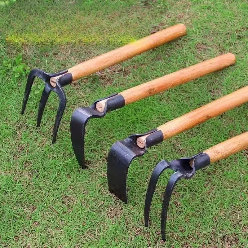 Loosen The Soil Grow Vegetables Tool Multifunctional Small Claw Hook Garden Hoe Wooden Handle A Hoe Used for Digging The Ground