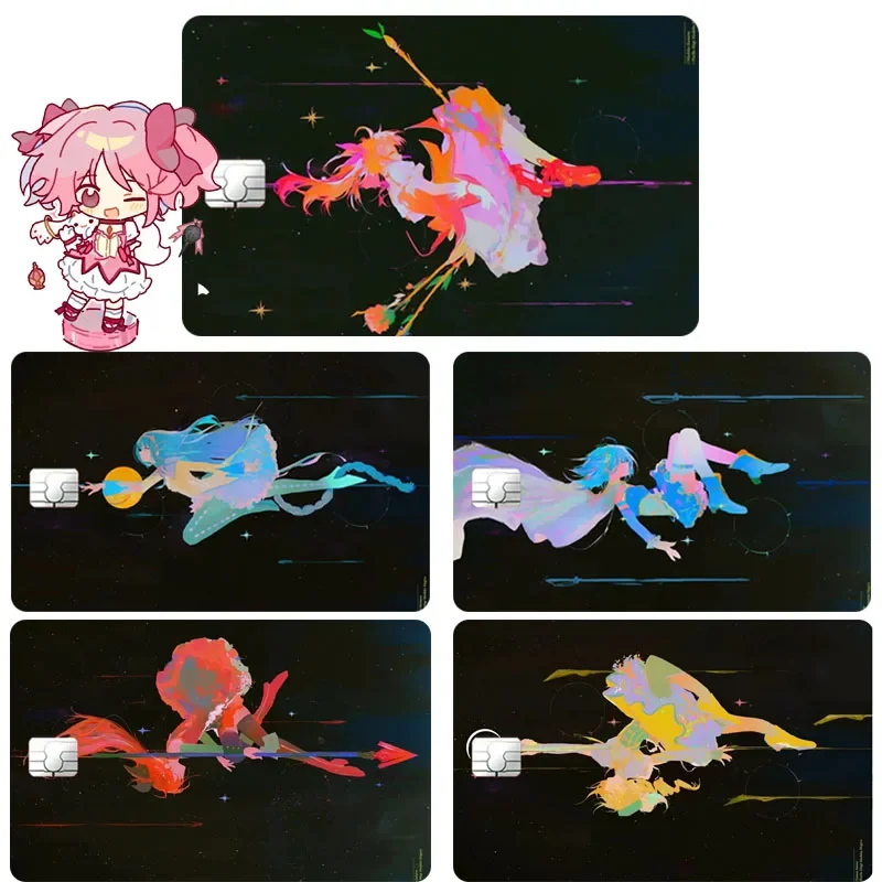 

Laser Madoka Magica Card Sticker Exquisite Anime Cartoon Decorate Patch Cartoon Figure Pattern Student Decals Girl Tags Gift