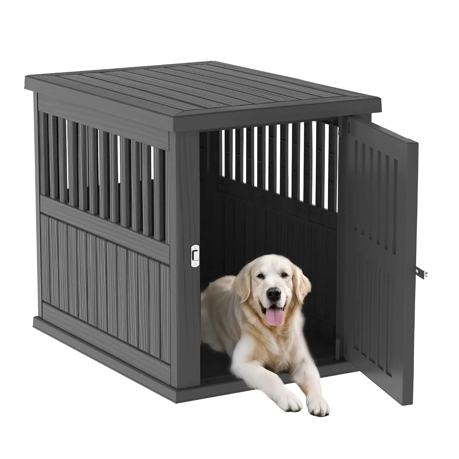 Resin Dog Kennel End Table Weatherproof Indoor Furniture 39.37"*28.35"*32.83" Black, Customized