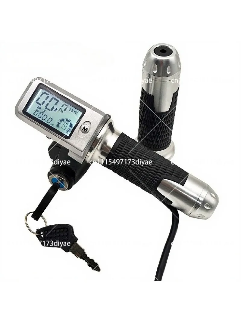 Electric Scooter LCD Throttle Handlebar Accelerator with Speed Voltage Mileage Display and Key Lock