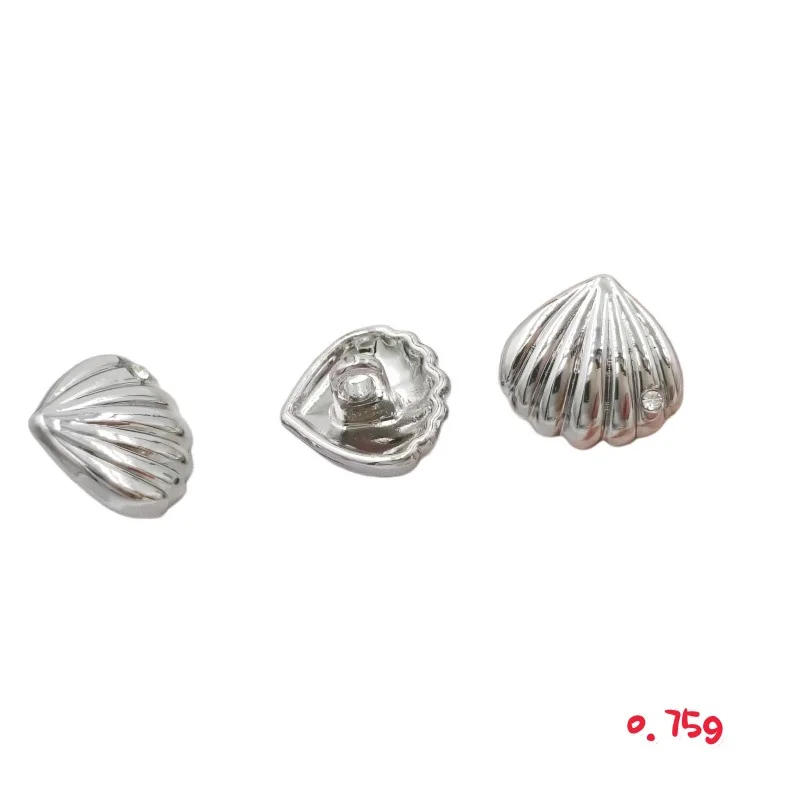 10pcs Fashion Shell‑Shape Metal Sew‑On Buttons Two‑Tone Rhinestone Inlay Decor Fasteners for Shirt Overcoat Jacket Garment