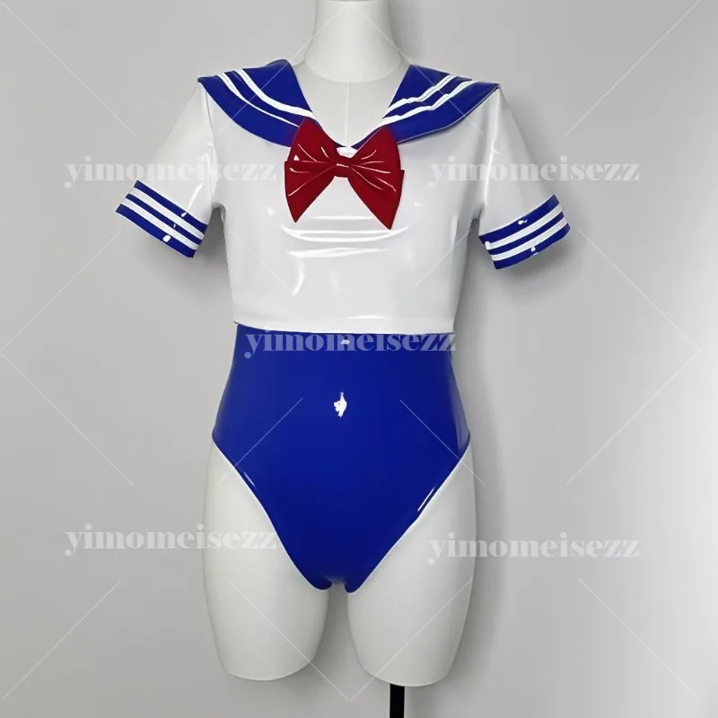 Conjunto de traje de marinero personalizado, mono Sexy picante para chica, COS, espejo para mujer y niña, Material suave de PU, traje de canción, uniforme universitario