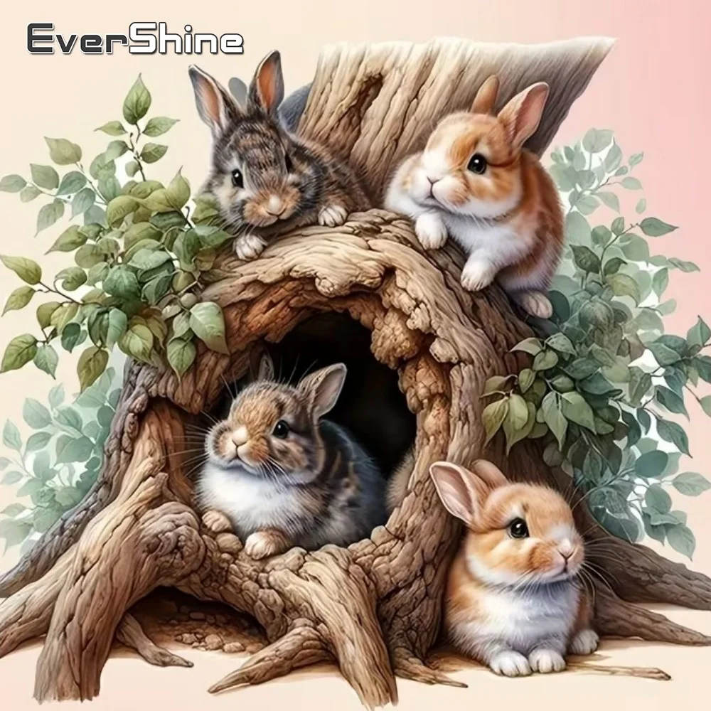 EverShine Neuerscheinung Diamant-Stickerei Hasen-Motiv Tiermuster für Erwachsene Anfänger Cartoon Diamant-Mosaik Kindergeschenk