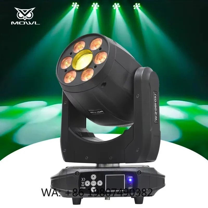 180W Pattern Gobo LED Combined Projection Light 6x4W RGBW Wash Moving Head Fixture for DJ Bar Club Stage Shows