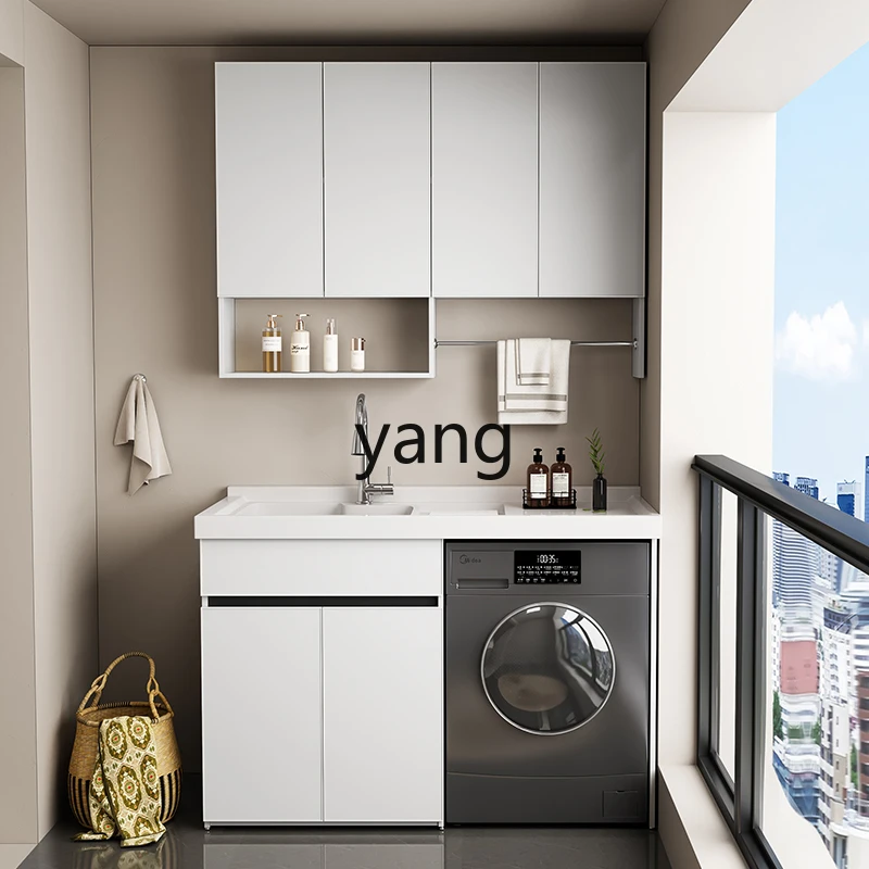 

LMMspace aluminum balcony washing machine cabinet combination with rubbing board integrated laundry cabinet significant other