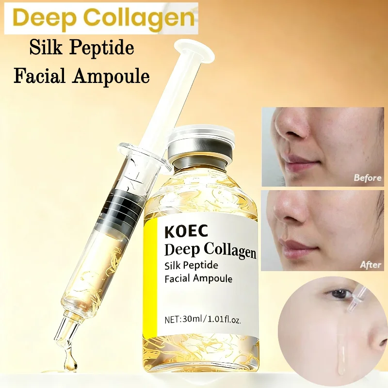 

Deep Collagen Silk Peptide Facial Ampoule Serum 30ml Korean Essence Injector Reduce Fine Lines Firms Moisturize Collagen Essence