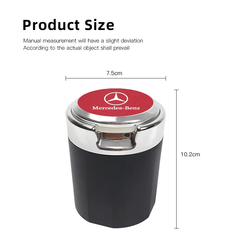 Car Interiora Ashtray Ash Cup Stainless Steel Accessories For Mercedes Benz AMG W204 W205 W203 W211 W212 W213 W201 W210 W124 GLS