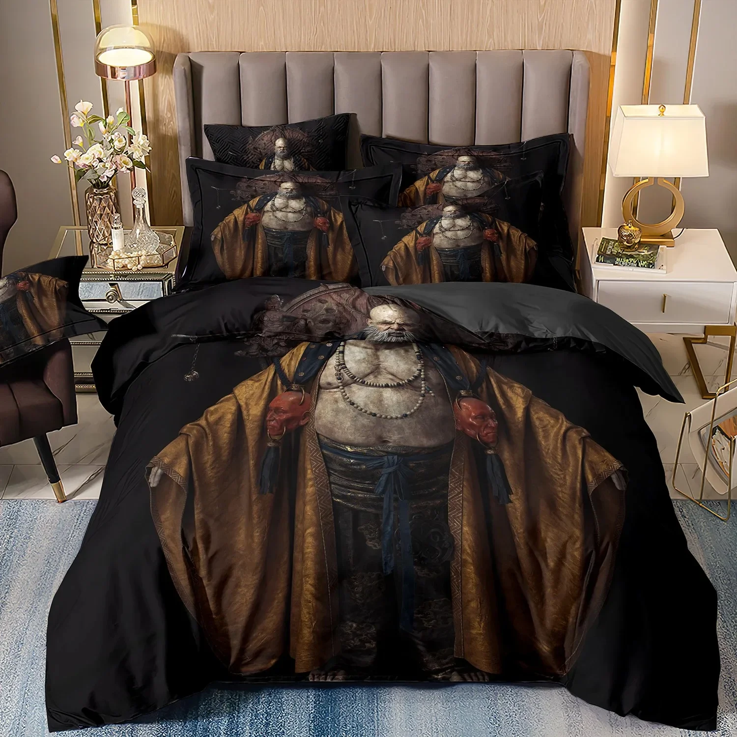 Black Myth Wukong Bedding Set,Game Characters Goku Bedding Set,Black 3D Printing Quilt Cover Pillowcase For children and adults