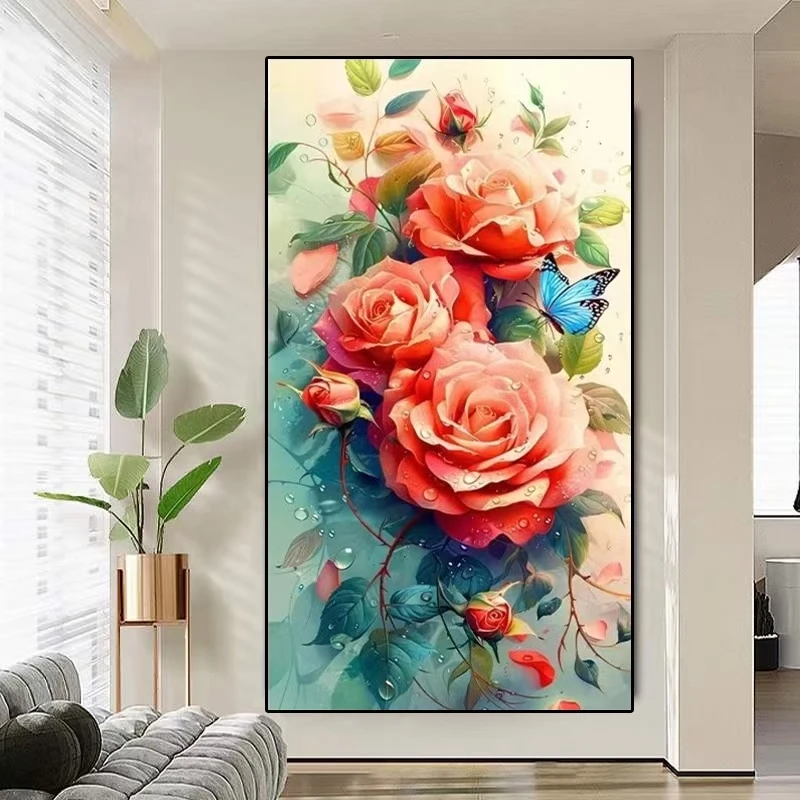 

MonaLisa Fragrant Rose Cross Stitch Kit Living Room Entrance Hallway Non-Finished Cotton Thread Embroidery Simple Modern Style