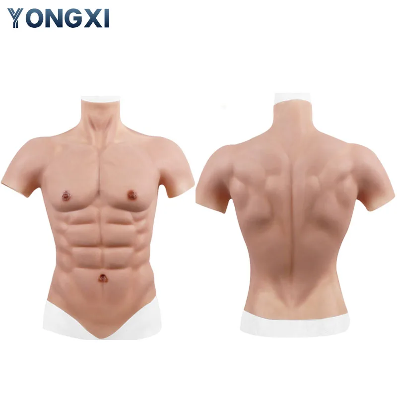 YONGXI Desire Cosplay Silicone Muscle Suit for Man Costume Male Fake Chest Bodysuit Realistic Simulation One Piece Dress