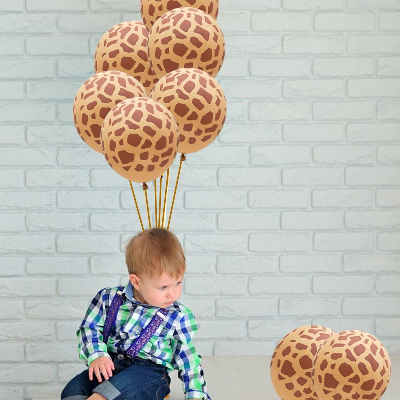 10Pcs 12inch Animal Printed Giraffe Latex Balloons Kids Happy Birthday Party Decoration Baby Shower Jungle Safari Party Supplies