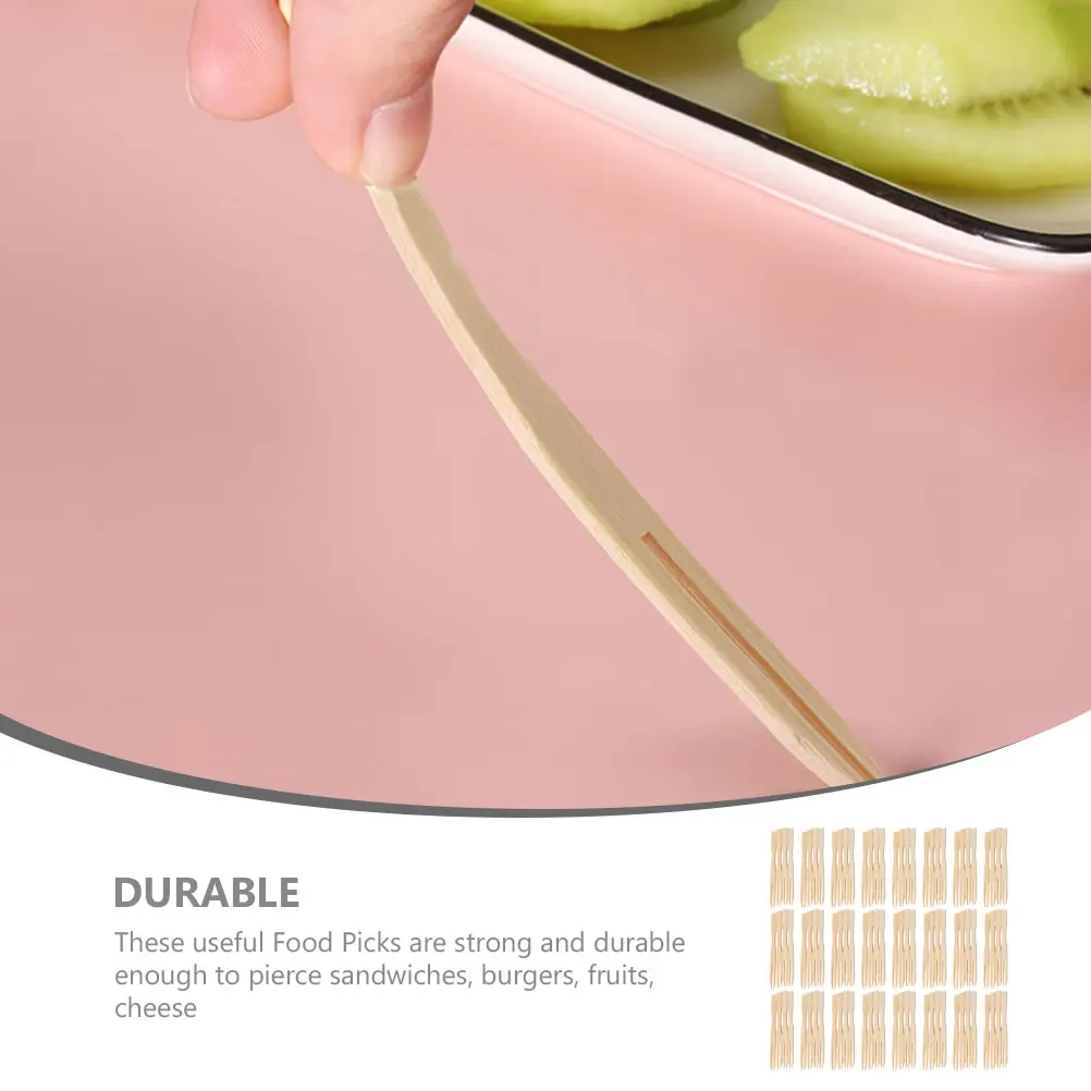 

100 Pcs Disposable Bamboo Forks Picks Cocktail Sticks Fruit Mini Accessory Household Charcuterie Food Items Party