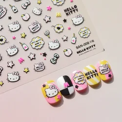 1 sheet HelloKitty Sanrio New 5D Relief Nail Art Stickers Nail Decals for Manicure fashion Design DIY Happy Accessories