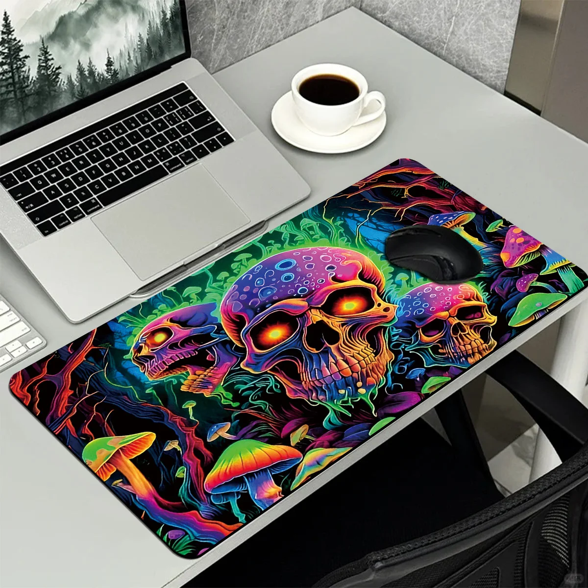 Psychedelic Skull Pattern Mouse Pad Desk Mat Large Computer Office Carpet XXL Mousepad Gamer Gaming PC Accessories Keyboard Rug