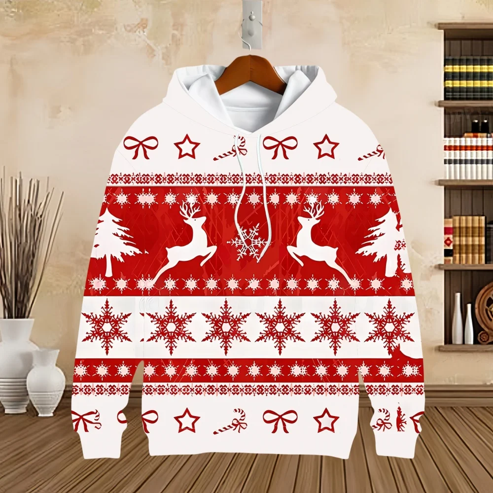 2026 New Model Christmas Series Men's Hooded Sweatshirt Fashion 3D Fun Santa Claus Pattern Hooded Pullover Shirt