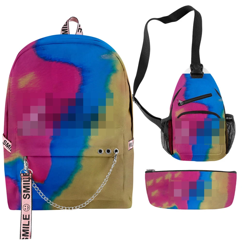 Tie-dye Merch Backpack Rucksack Cosplay Zipper Pack Schoolbag Daypacks Travel Three Piece Suit Set