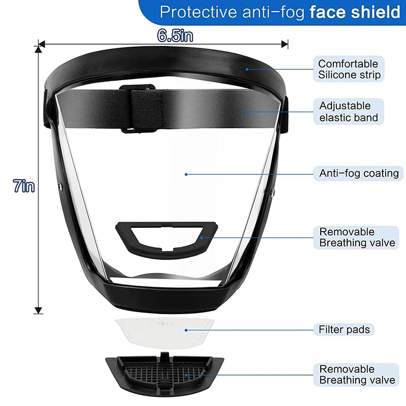 Escudo de protección de seguridad, máscara facial completa transparente, gafas de seguridad antisalpicaduras para cocina, a prueba de viento,