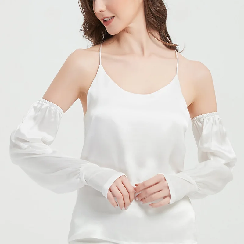 Winsleter-6A 100% 진짜 실크 선 스크린 슬리브, 여성 운전 태양 보호 UV, 통기성 얇은 팔 장갑, 2025 여름 A57132CC