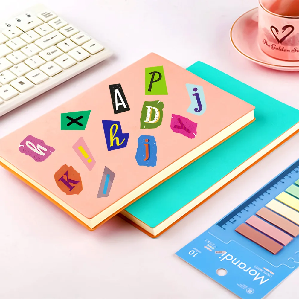 100Pcs Alphabet Letter Number Stickers, Waterproof Stickers for Scrapbook, Laptop, Computers, Skateboards, Water Bottles