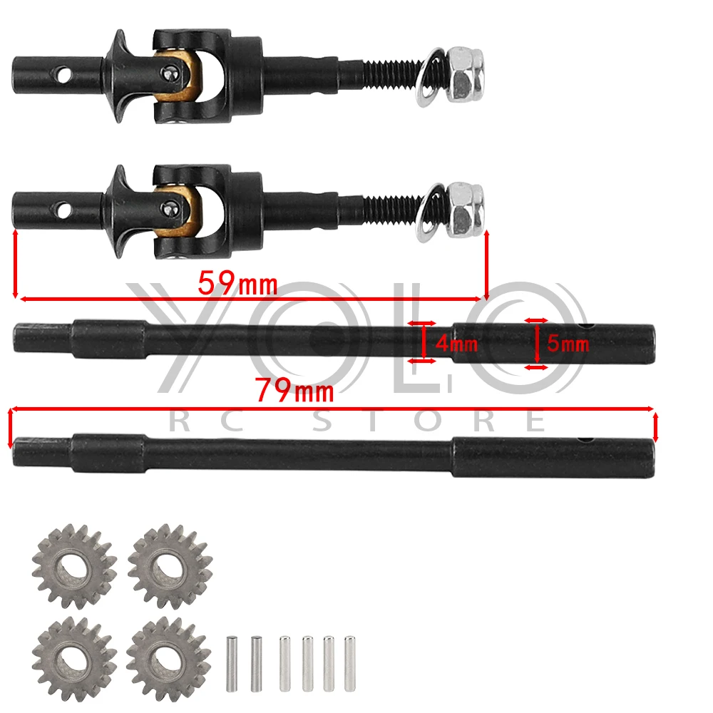 Metal Steel Universal Front Rear Axle CVD Drive Shaft For 1/10 Axial SCX10 I to be II Portal Axles RC CAR Upgrade Parts