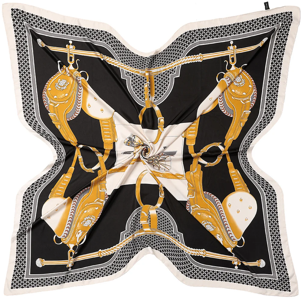 

Four Seasons 130cm Horse Carriage Print Scarf Women Lightweight Sunscreen Shawl Autumn European Travel Gift Versatile Fashion